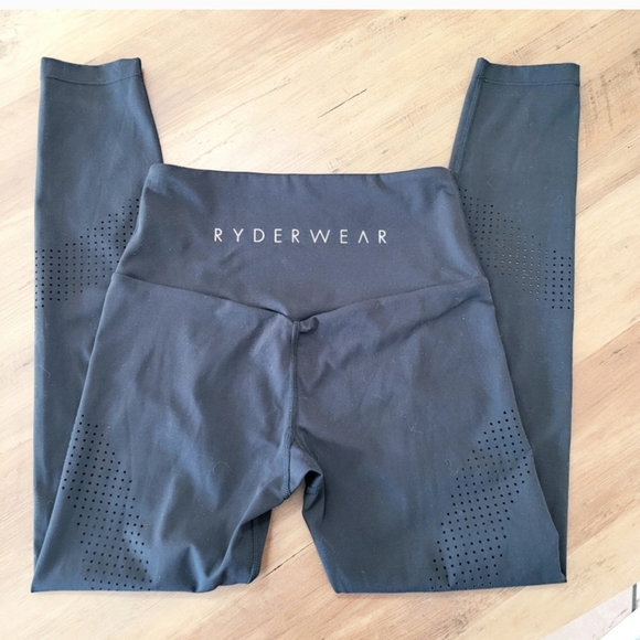 *RYDERWEAR BLACK PERFORATED LEGGINGS SZ XS NWOT* - Picture 3 of 8